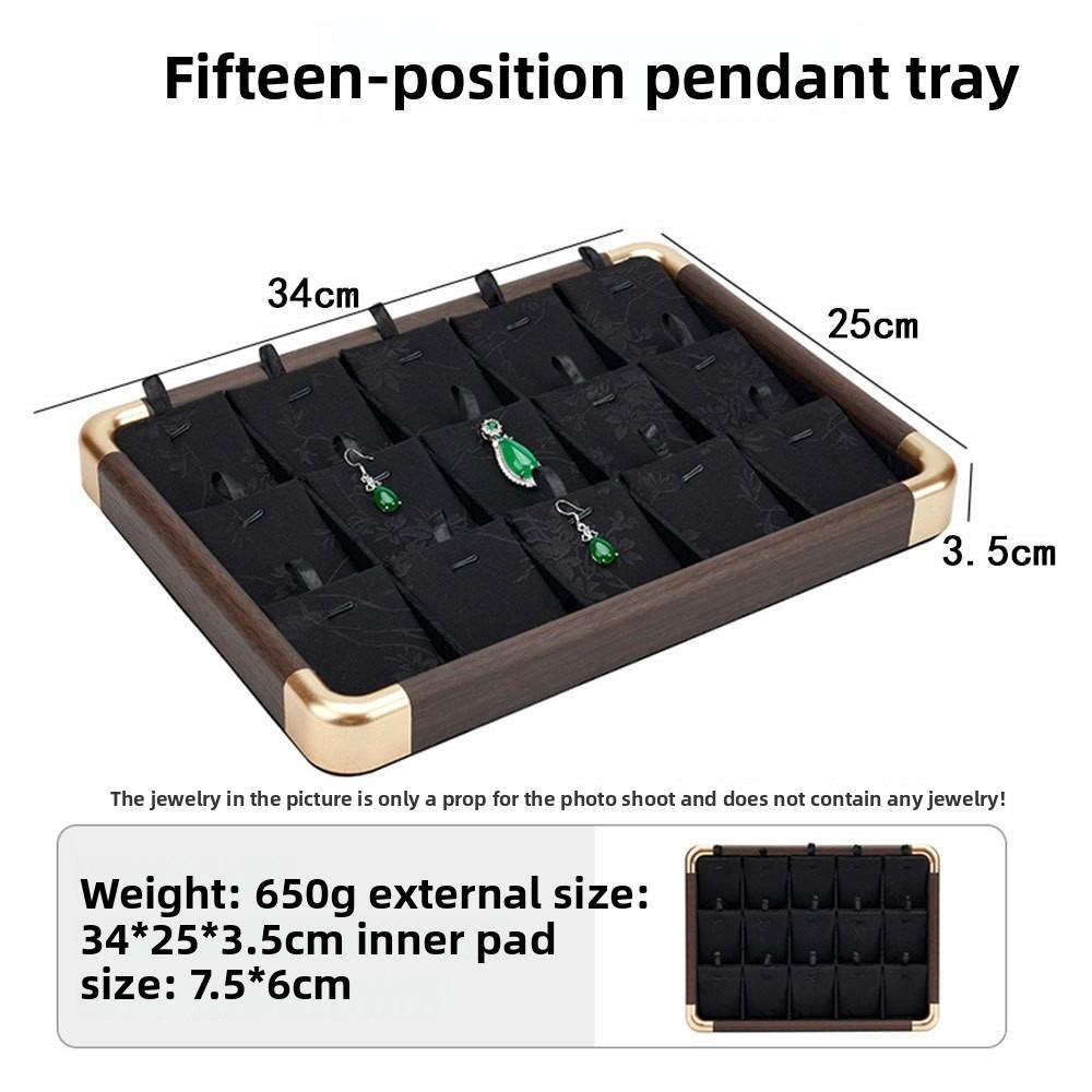 Rounded-edge Jacquard Storage Tray with Wood Texture, Viewing Plate for Jadeite, Gems and Assorted Ornaments