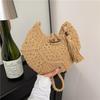 Handgestrickte Tasche Damen Leichte Französische Künstlerische Handtasche Eimer Gewebte Umhängetasche Halbkreis Handtasche