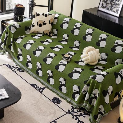 Manta Panda para funda de sofá, mantas de sofá Panda de mezcla de algodón, manta Panda verde para sofá, cama, sala de estar, exterior