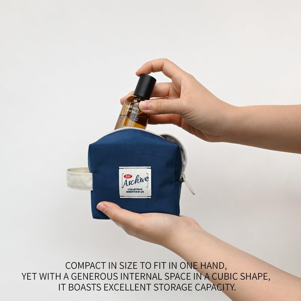 Monolike Archive Cube Mini Ocean Navy Makeup Cosmetic Travel Toiletry Storage Bag Pouch, - Pouch, Pouch, Bag, Bag, Organizer,