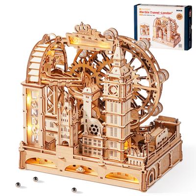 ROKR Piste à Billes 3D en Bois avec Billes Billes Voyage Touriste Roller Vacances d'Été Artisanat Décoration Intérieure Votre Créer un Bricolage Temps d'Artisanat Cerveau