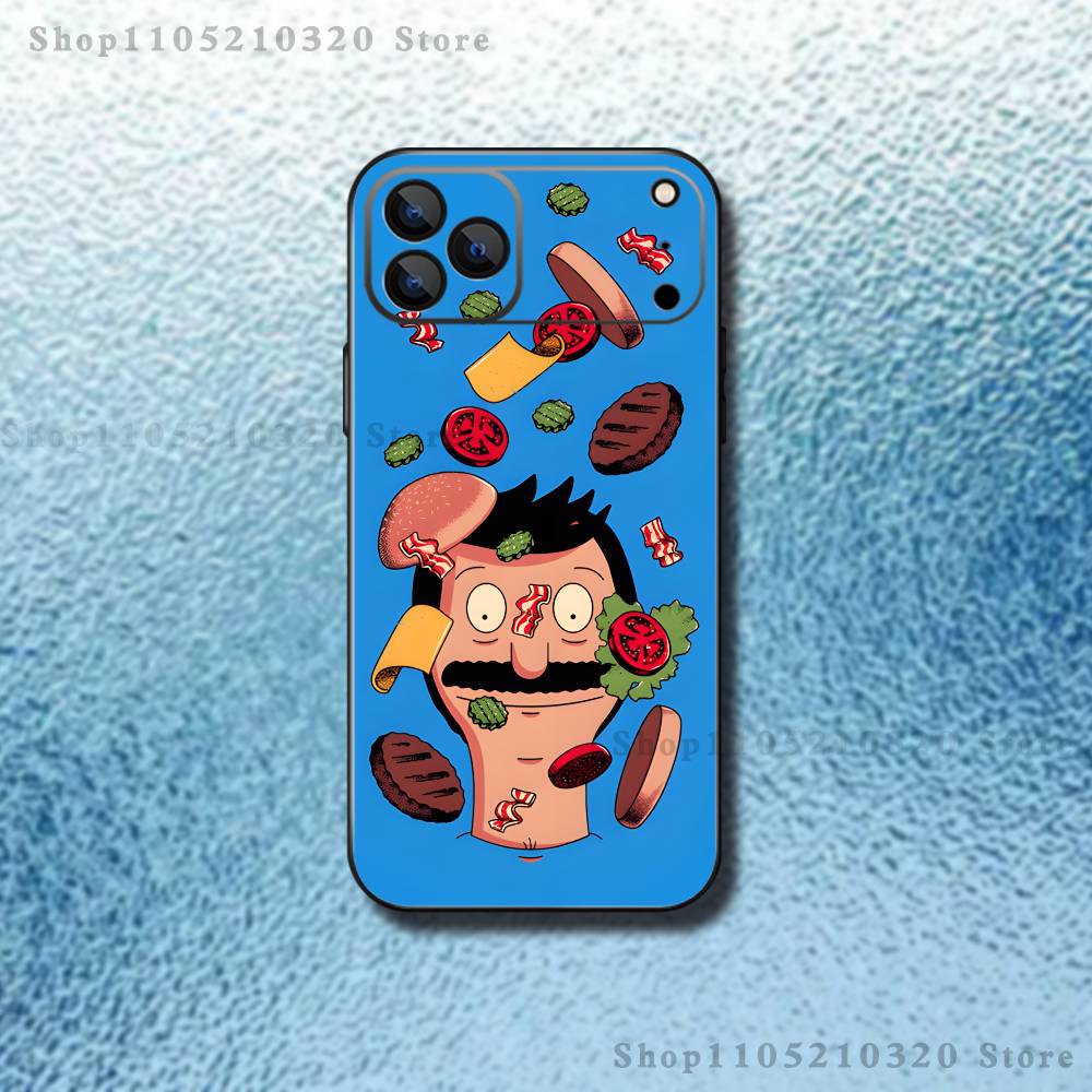 Cartoon B-Bobs Burgers Phone Case For iPhone 17,16,15,14,13,12,11,Pro Max,XSX,,XR,SE,Mini,8,7,Soft Silicone Black Cover