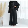New Arrival Middle East Dubai Exquisite Embroider Cardigan Shoelace Dress Embroidered Lace up Dress