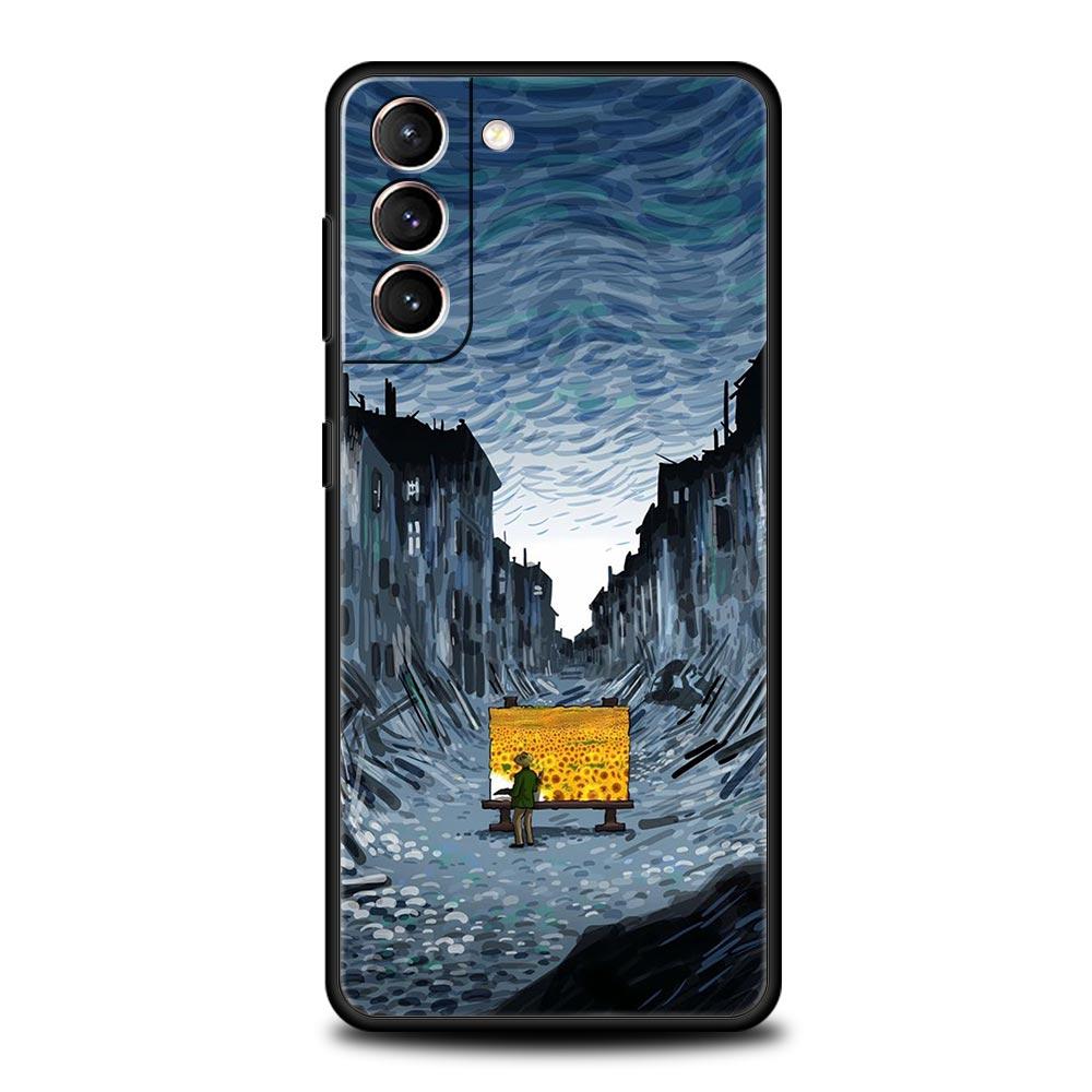 

Art Aesthetic Van Gogh Starry Phone Case For Samsung Galaxy S23 Ultra S22 S21 S20 FE 5G S10 S10E S9 S8 Plus Note 20 Black Cover Samsung S10e