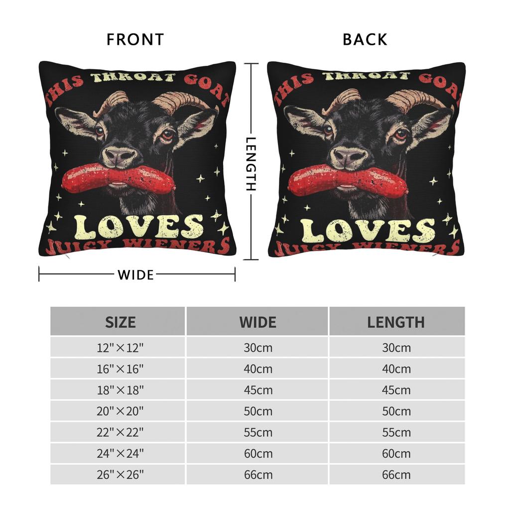 Throat Goat Funny Adult Humor Pillowcase Merch Printed Cushion Cover Decoration Pillow Case Cover Home Multi-Size
