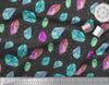 Soimoi Black Japan Crepe Satin Fabric Crystal Stone Geometric Print Fabric by the Metre 42 Inch