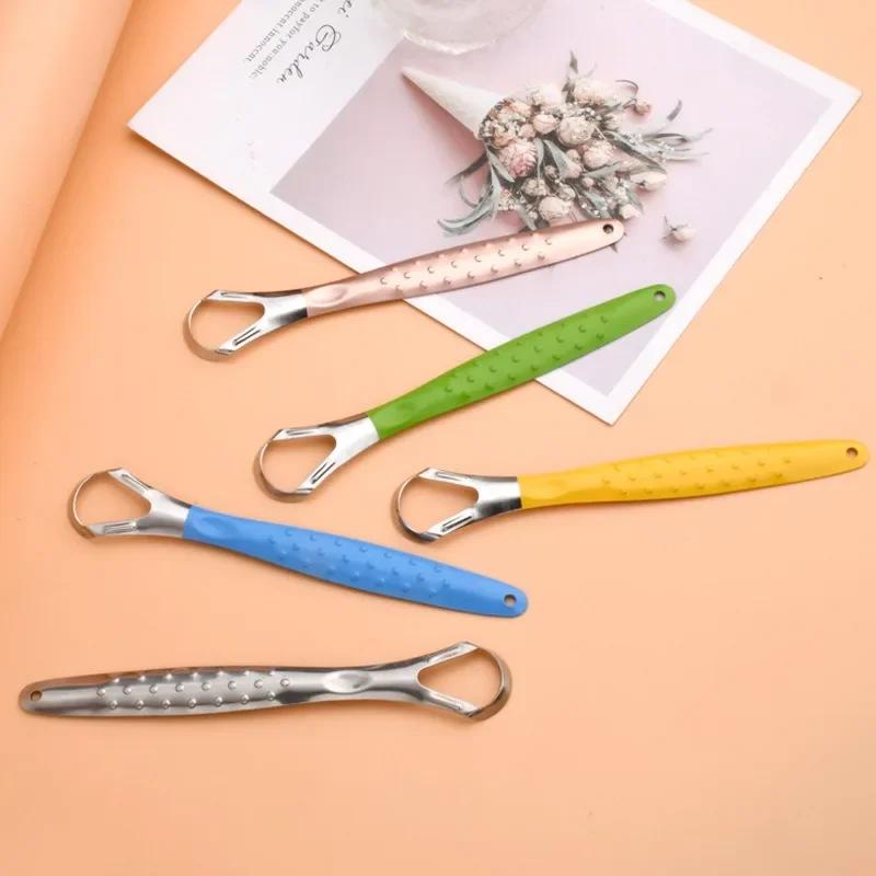 1Pc Stainless Steel Tongue Scraper Cleaner for Fresh Breath Oral Hygiene Coated Tongue Toothbrush Care Tool