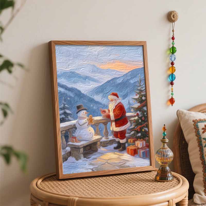 Christmas Santa Claus Snowman Gingerbread Tree Gift Mountain Scenery digital painting oil painting art kit hand painting home decoration painting
