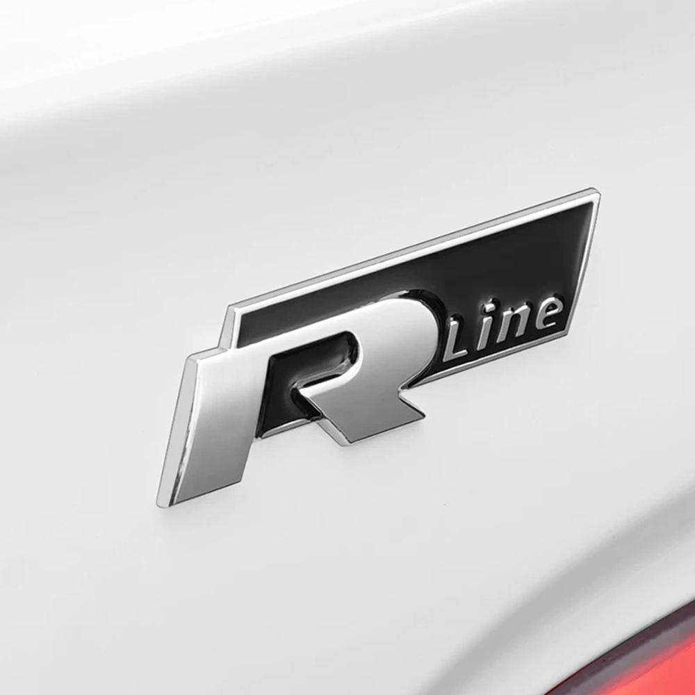 TCFJN1 3D Metal R Logo Sticker Car Rear Trunk Body Emblem Sticker For VW Golf 5 6 7 MK7 MK6 Polo Jetta Scirocco Beetle Passat Tiguan
