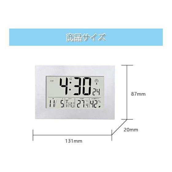 BTtime Table Clock, Radio Clock, Thermometer, Hygrometer, Alarm Clock, Wall Clock, Date/Day Display, Multifunctional, Nap, Tabletop Alarm Function
