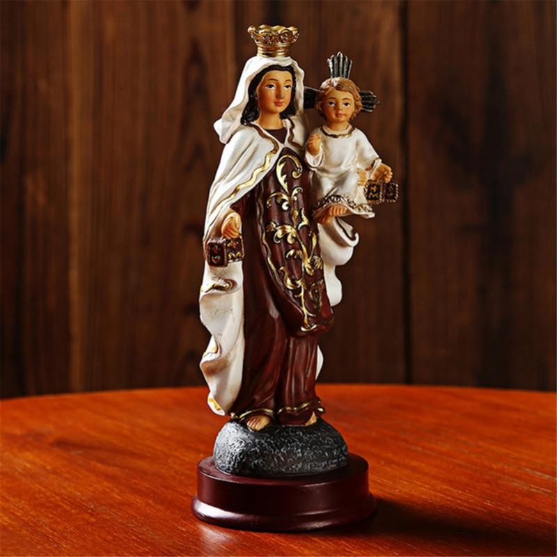 Resin Madonna Blessed Saint Virgin Our Lady Of Mary Statue Figure Christ Tabletop Statue Figurine Resin Ornament.