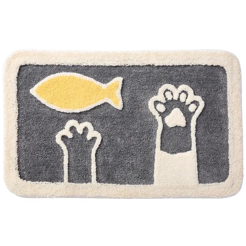 Frog and Bear Flocking Bath Mat Home Decoration Door Mat Non-slip Absorbent Bathroom Doormat Super Soft Fiber Bath Rug