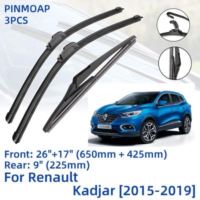 3ks pre Renault Kadjar 2015-2019 26"+17"+9" predné zadné stieracie lišty čelné sklo príslušenstvo k fréze okien 2015 2016 2017 2018 2019