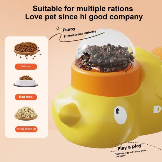 Interactive Dog Slow Feeder Puzzle Toy Large Capacity BPA Free Easy to Clean Cartoon Duck Shaped Dog Treat Dispenser Toy