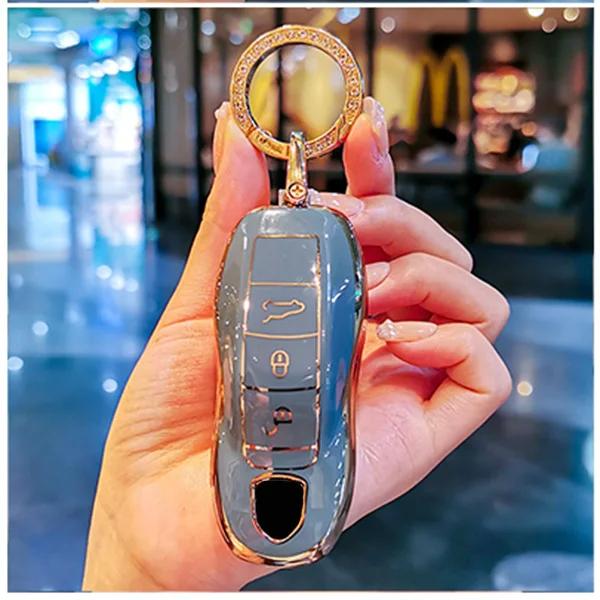Fashion TPU Car Key Cover Case Shell for Porsche Panamera Carman Macann Bobst Cayenne 911 970 981 991 996 92A Keychain Accessori