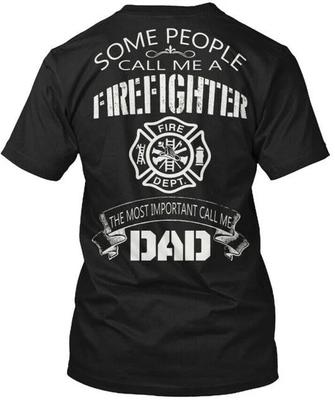 Firefighter Dad 100% Cotton T-shirt Mens Tees Top Made In the USA T-Shirt Tee Top Unisex