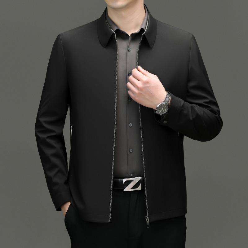 Executive Business Jacket Men's Mulberry Silk Spring and Autumn Middle-aged Dad Lapel Cadre Civil Servant Jacket