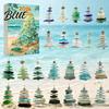 Scatola per Decorazioni a Tema Oceano con Calendario 24 Avvento di Natale Vetro Marino Giorno Conto alla Rovescia Festività Artistica