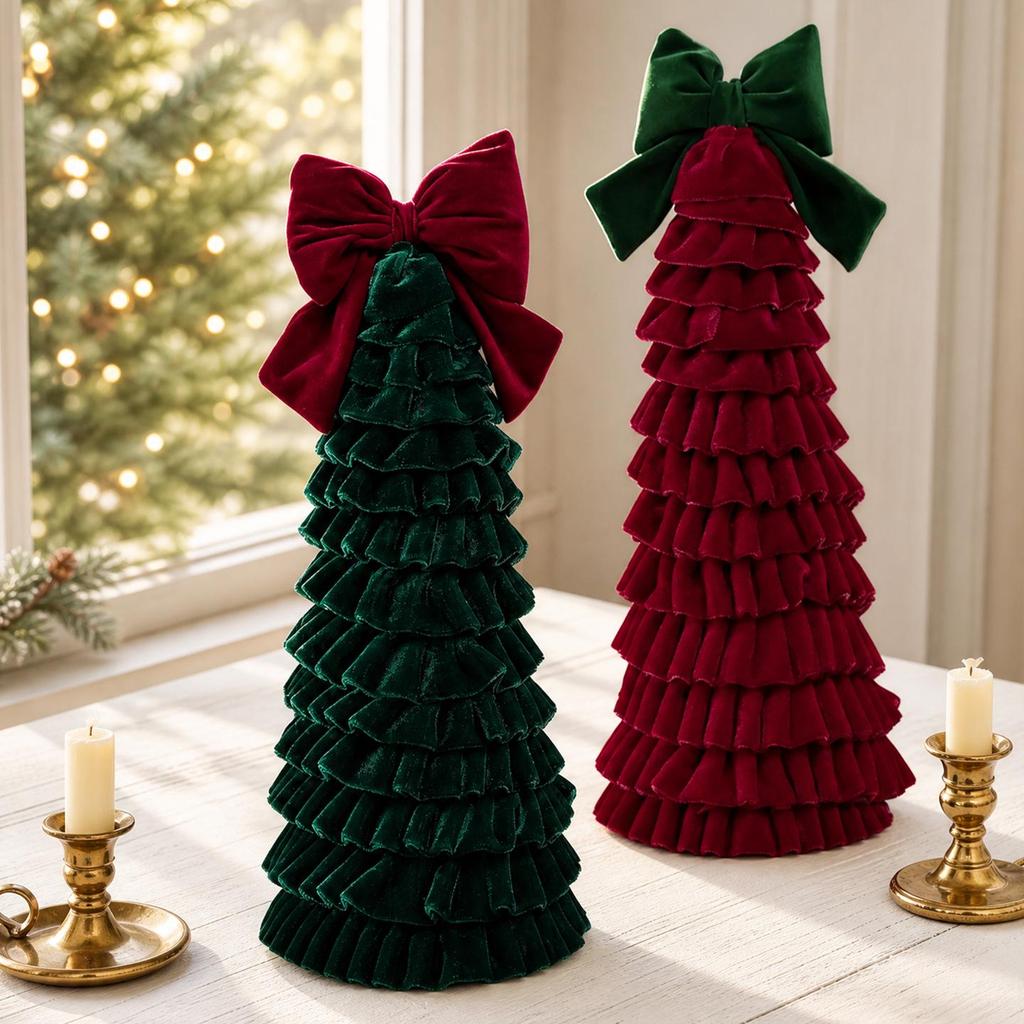 Handmade Velvet Bow Christmas Tree Ornaments - Weaved Decoration