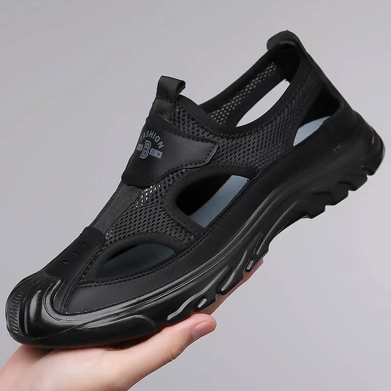 Sandaler Åndbar Herresko Mesh Udendørs Herre Hule Sandaler Skridsikre Strand Sandaler Flade Fodtøj