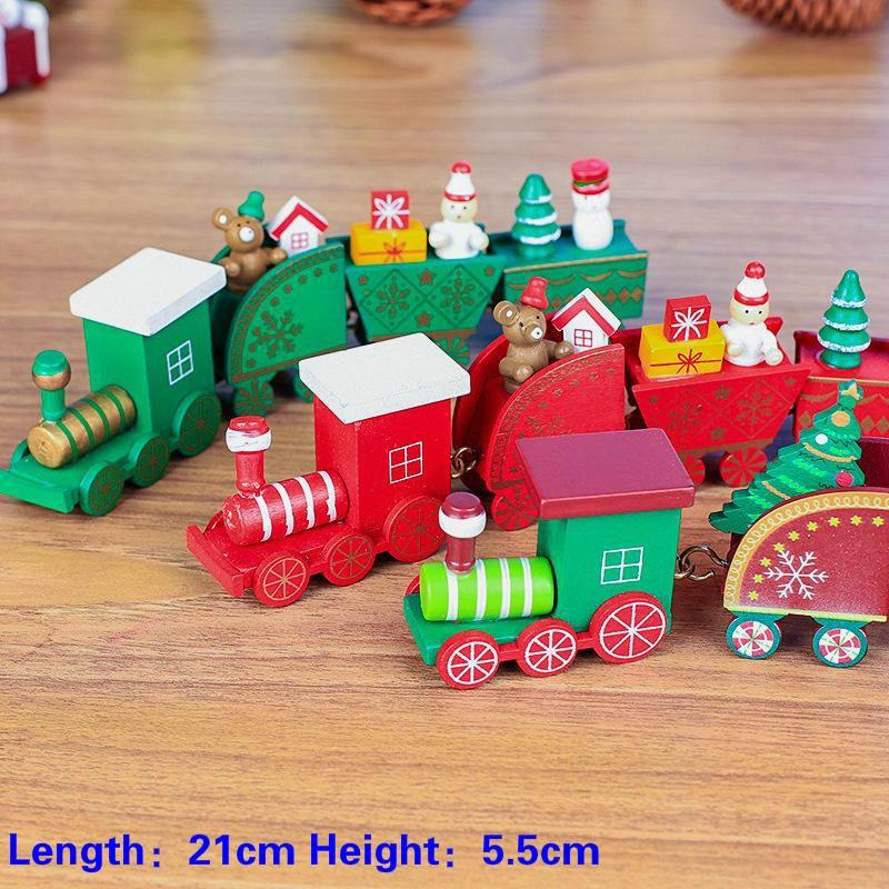 Xmas Wooden Christmas Train Santa Claus Festival Ornament Home Decor Kids Gift P