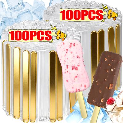 100/10x Acryl Cakesicle Stäbchen Großhandel Wiederverwendbare Eisstiele Zuhause Küche Süßigkeiten Geschenke Partygeschenke Bastel DIY Form Zubehör
