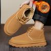 Winter Warm Thick Snow Fashion Boots Mens Lace Up High Top Cotton Shoes Thick Bottom Anti Slip Thick Bottom Outdoor Short Boots