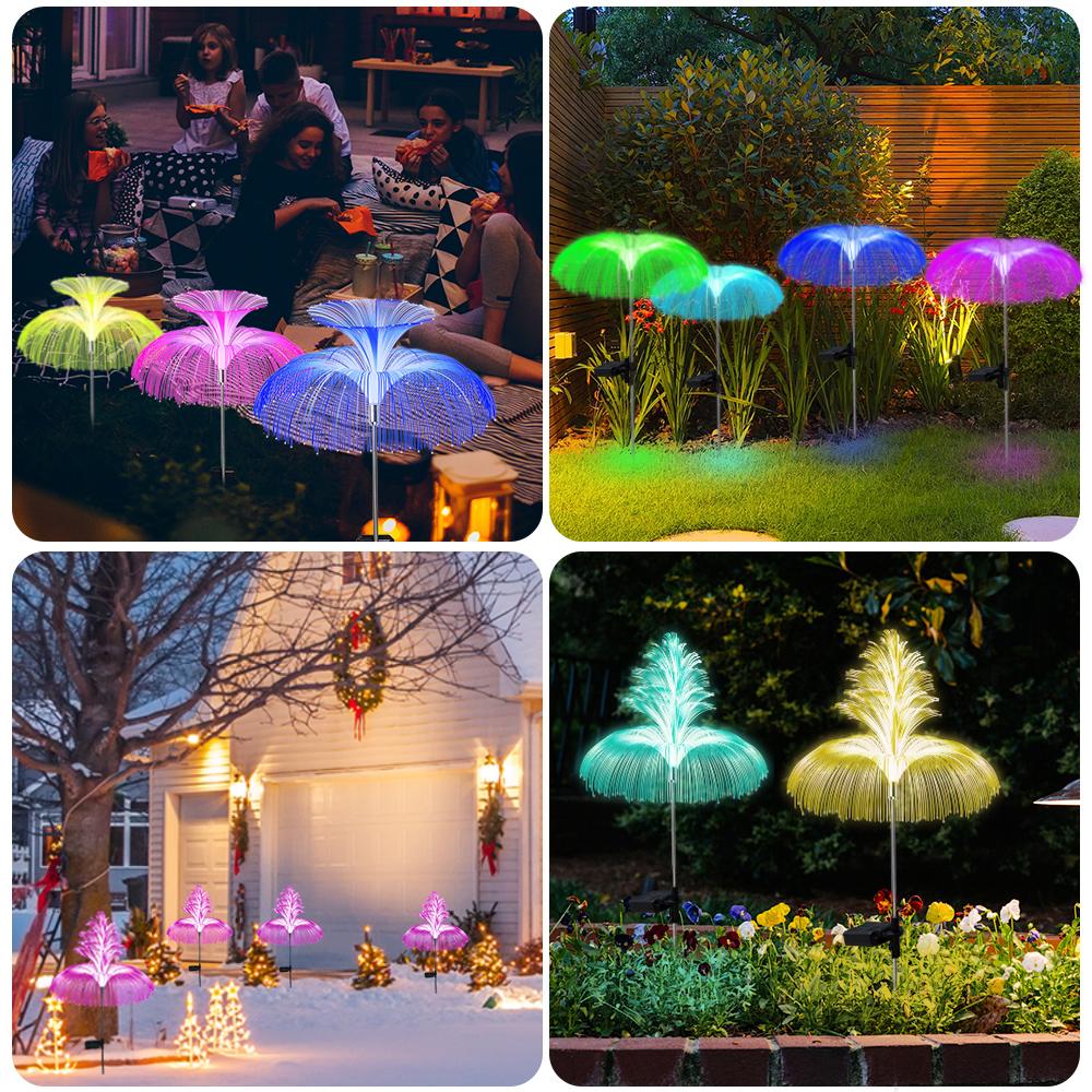 Solar Firework Garden Lights Waterproof Solar Jellyfish Lamp Outdoor Decorative Stake Light Patio Walkway Decor Landscape Lamp