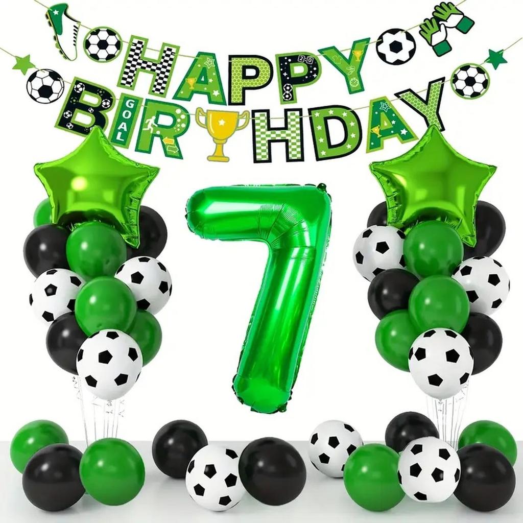 Football Themed Foil Balloon Set Number Balloons Party Decoration Kit Birthday Celebration Accessories Sports Event Supplies