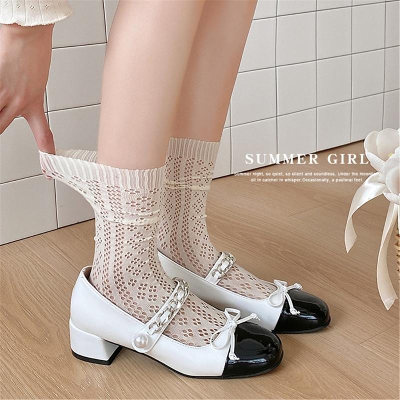 Women's Crew Socks Sheer Hollow Out Ankle Socks Princesses Ankle Dress Socks Sheer Mesh Socks Summer Calf Socks Gifts