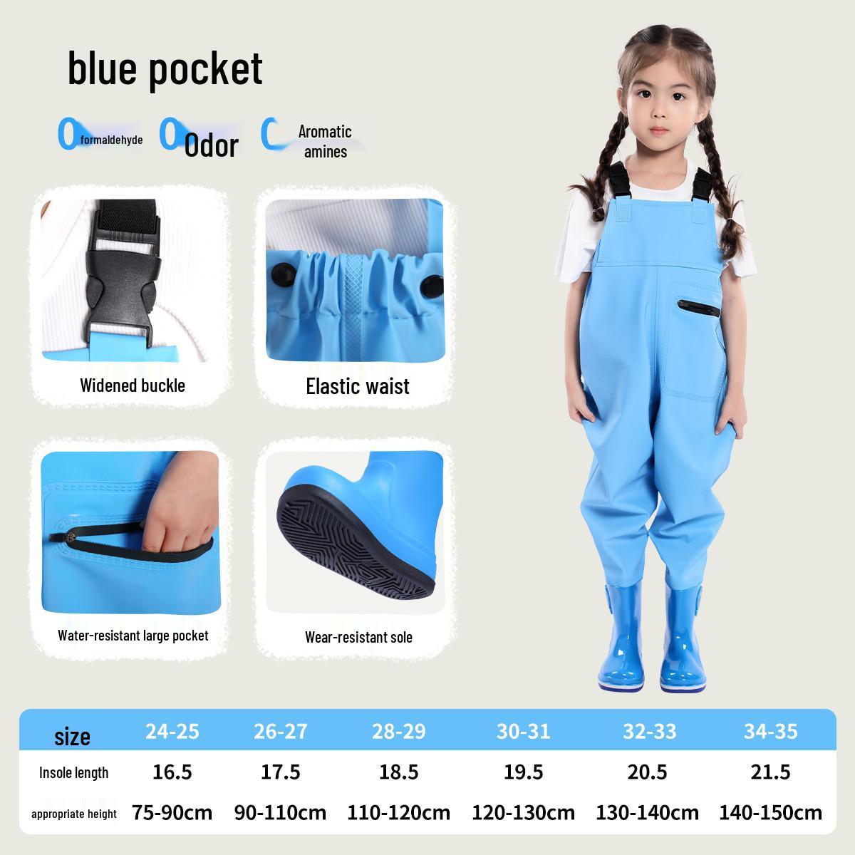 

Детские водонепроницаемые ПВХ вейдерсы - цельный рыболовный костюм для рыбалки и ловли морепродуктов 26/27 (Inner Length 17.5CM)