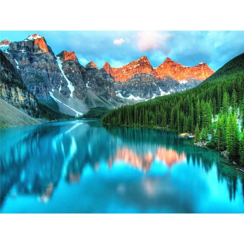 5D-Diamantgemälde, Neuankömmlinge, Schnee, Berg, See, Landschaft, voller Diamant, Mosaik, Landschaft, Handarbeit, Heimdekoration