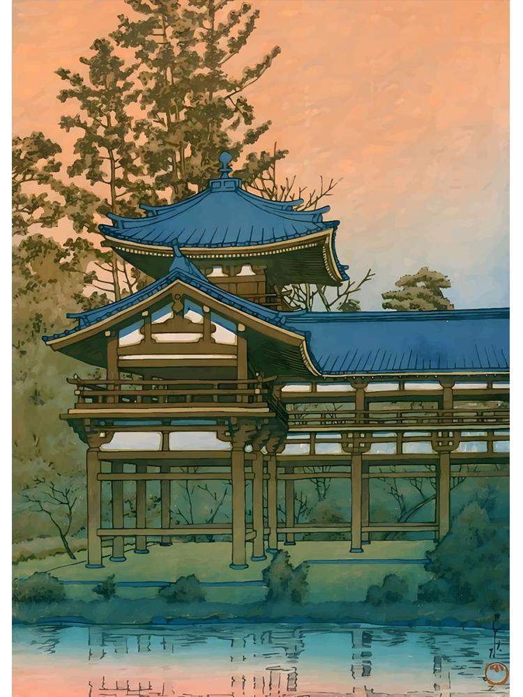 Retro Art Japanese Landscapes Cartoon Poster Canvas Painting Janpan Building View Wall Art For Living Room Home Decoration