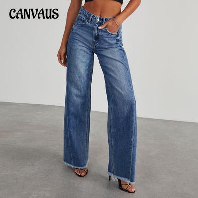 Damen Jeans Lose Lässige Gerade Bein Weite Beinhose Drag Bodenhose
