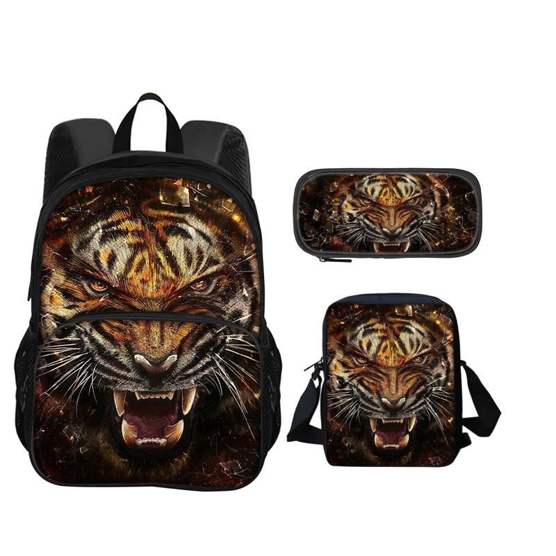 Zaino Zainetto Astuccio Borsa a tracolla Tigre con stampa animale Set da 3 pezzi regalo perfetto per la scuola i compleanni di ragazzi e ragazze