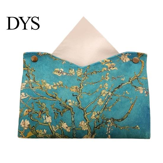 Modern Home Decor Leather Tissue Box Cover, Foldable Desktop Organizer, Oil Painting Style Napkin Holder Case, Storage Facial Paper Organizer
