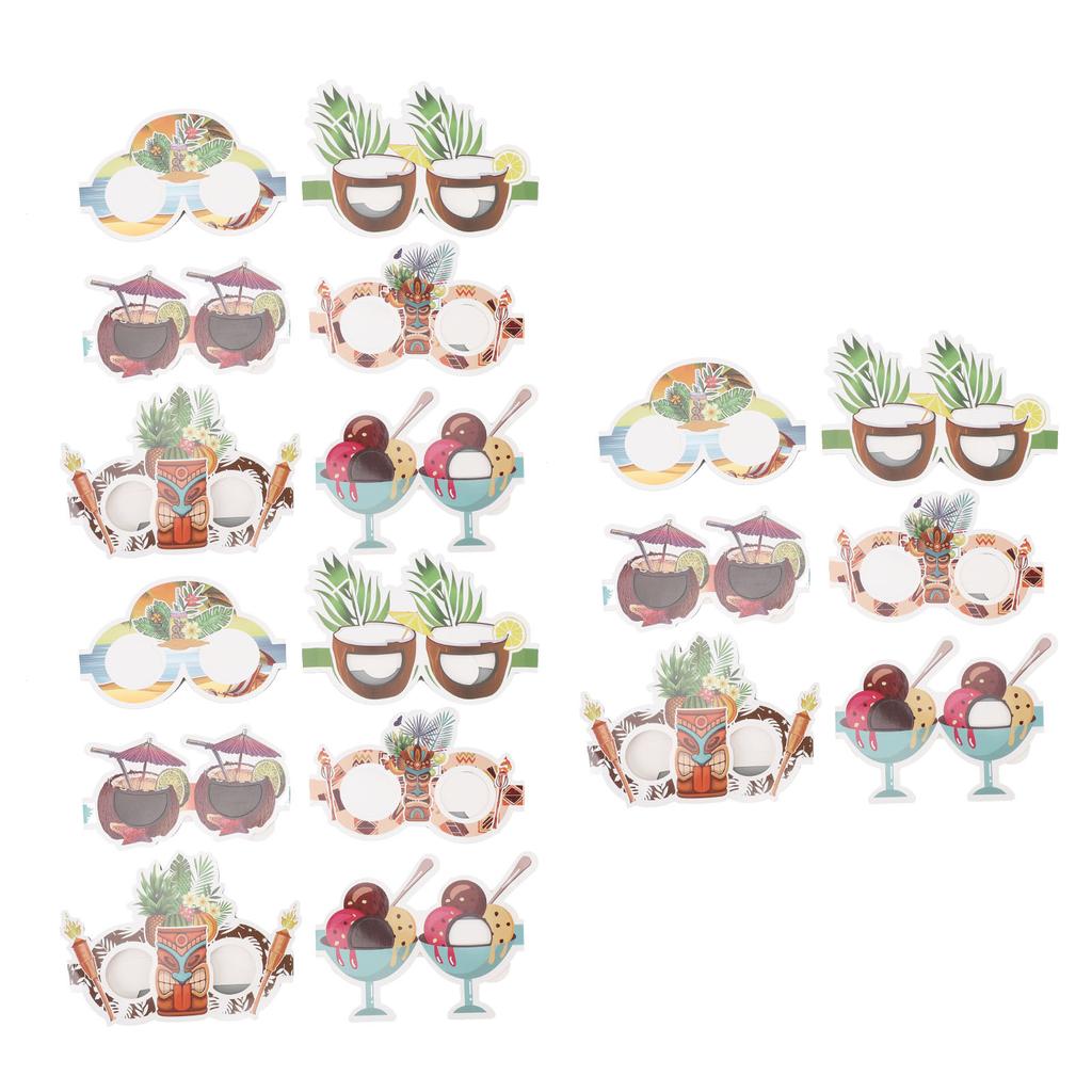 18 Stück Papierbrillen 6 Stile Lustige Hawaiianische Papier-Sonnenbrillen für Partydekoration Requisite