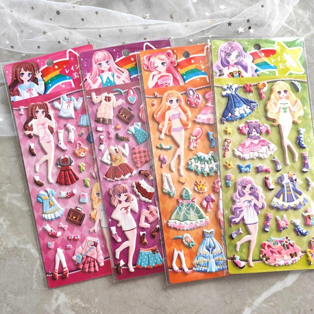 Eva Bubble Foam Princess Dress-Up Stickers (4 Styles) Reusable No-Residue Stickers For Handbooks Phone Cases Sticker Story Store