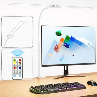 KableRika LED Schreibtischlampe mit Fernbedienung, Doppelte Lichtquelle, Klemme, Touch-Panel und Fernbedienung, Hell und Leistungsstark, Timer-Einstellung, Dimmbar