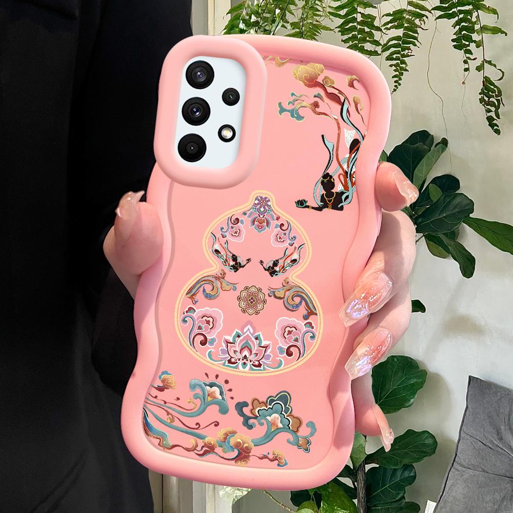 

Окрашенный узор Big Wave Edge Мягкий силиконовый материал Macaron чехол для телефона противоударный защитный резиновый чехол для Samsung Xiaomi Poco Redmi Redmi 13C розовый