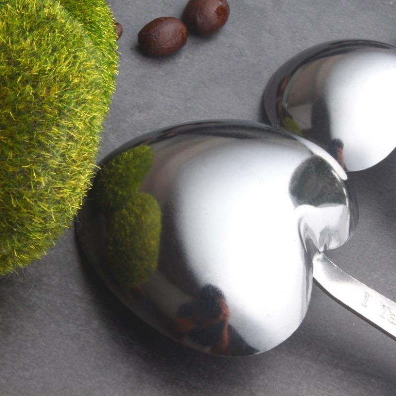 2sets 4pcs/set Kitchen Seasoning Spoon Stainless Steel Heart Measuring Spoon Baking Tool