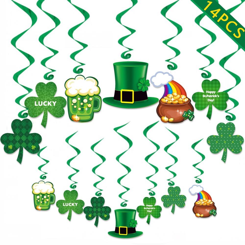 Day Stpatricks Lucky Letter Party Clover Flag Bar Ball Atmosphere Decoration