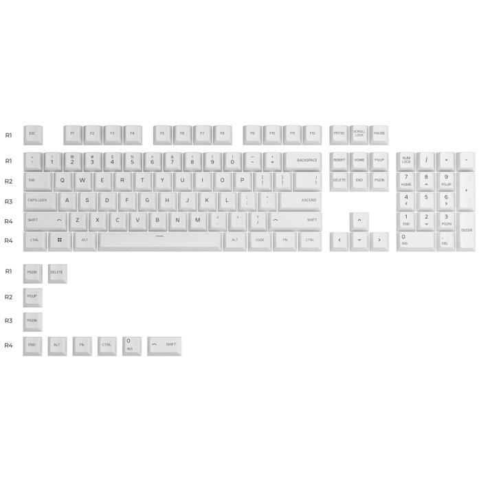 Capuchons de touches - Glorious PC Gaming Race - GPBT K - PBT Blanc - Profil Cherry - 114 pièces