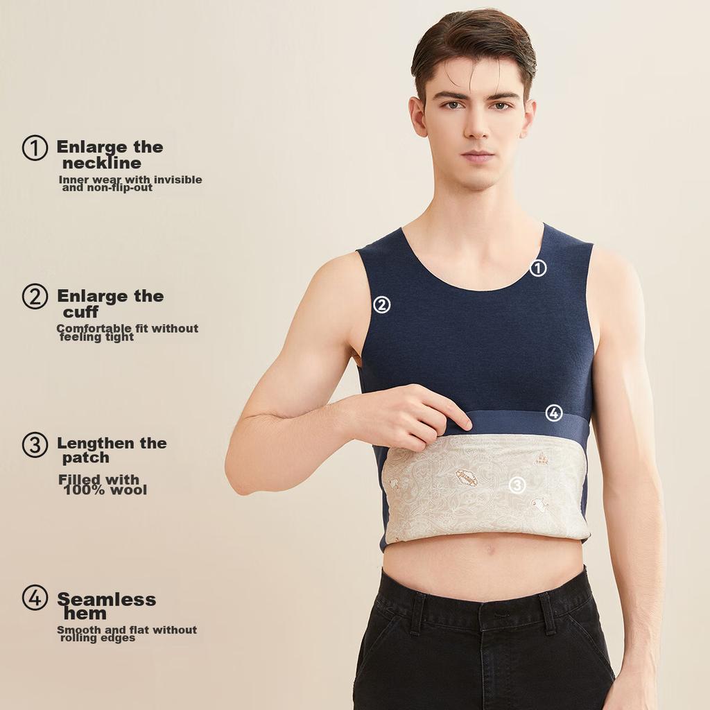MiiOW [100% Wool Filling Patch] Warm Vest for Men, 7A Antibacterial Autumn And Winter Sleeveless Waistcoat, Round Neck, 25-Year New Product