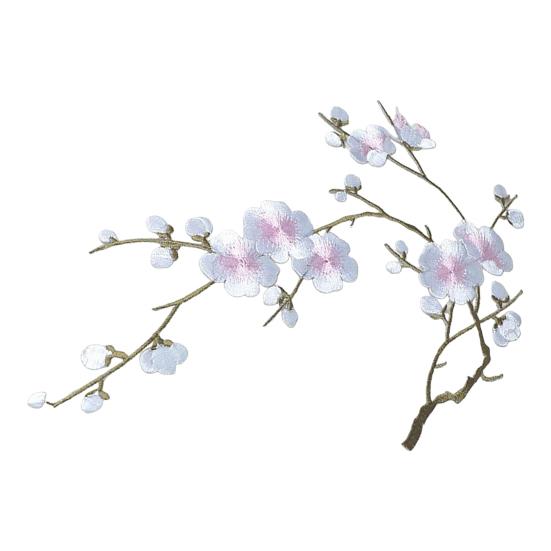 Cherry Blossom Iron-On Patch Blossom Plum Applique Patch Embroidered Flower Vines DIY Trim for Jeans Garment Women Clothing Jacket Backpack