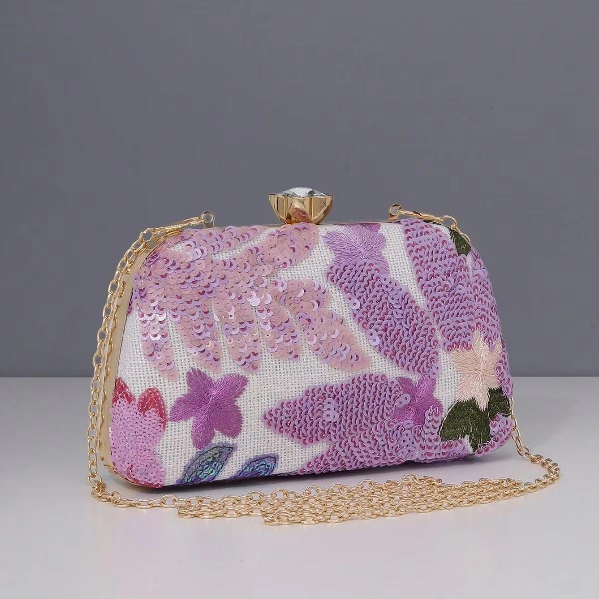 

Embroidery Dinner Bag Handmade Embroidery Decal Chinese Style Sequins Niche Clutch Bag Evening Bag