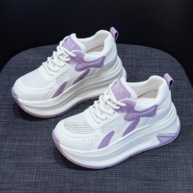 

Маленькие белые туфли на толстой подошве, увеличивающие рост, повседневная мода, дышащие спортивные женские туфли 33 фиолетовый