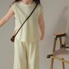 Summer Children's Ice Silk Clothing Set Baby Girl Loose Sleeveless Top and Pants Two-piece Set