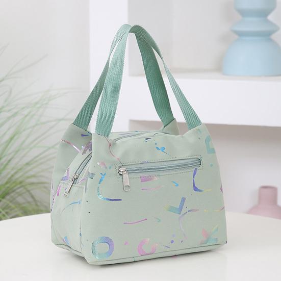Letter Print Lunch Bag Waterproof Lunch Tote Reusable Lunch Carrier Box Bag for Women Men Commuting Camping Picnic