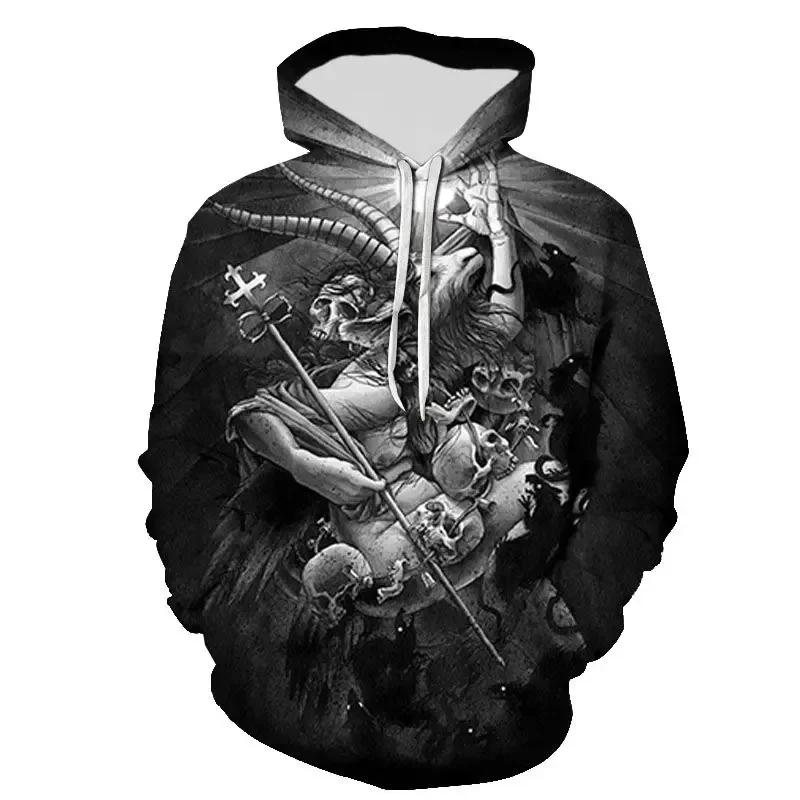 New Hoodie Cool Satan Men's Women's Children's 3D Printed Hooded Pullover Long Sleeve Loose Casual Comfort Sports Style